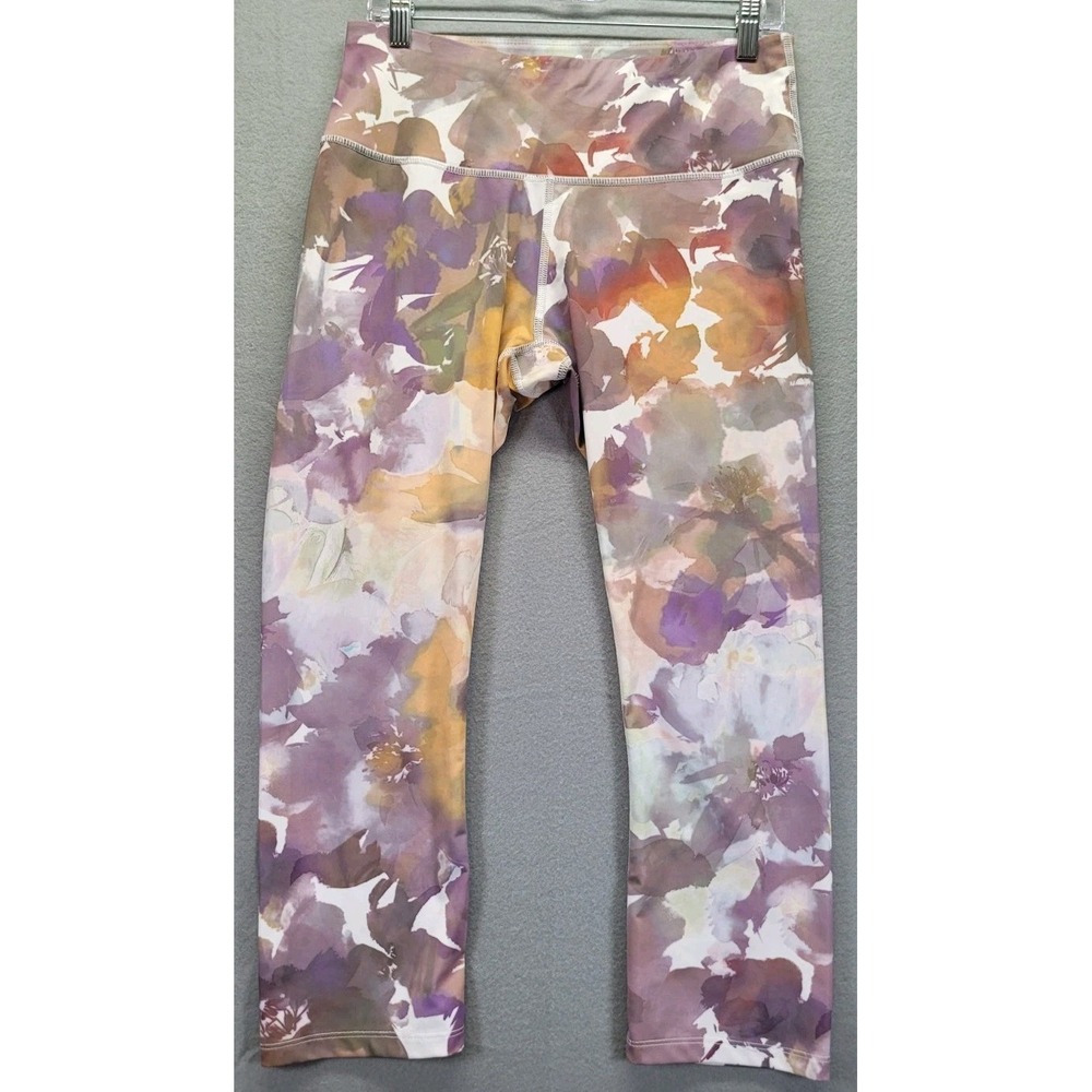 APANA Floral Womens Leggings Womens‎ Size Large Cropped Stretch